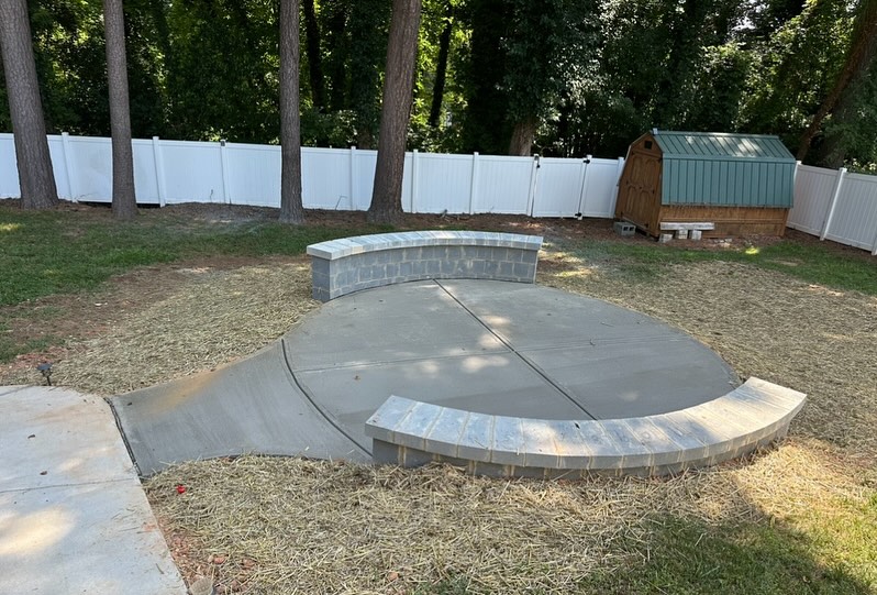 Liquid Rock project: Fire pit patio & seat wall